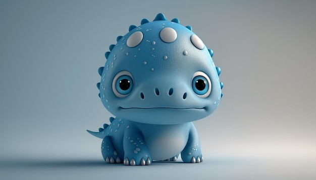 A Cute 3D Generatively Rendered Blue TRex Cartoon