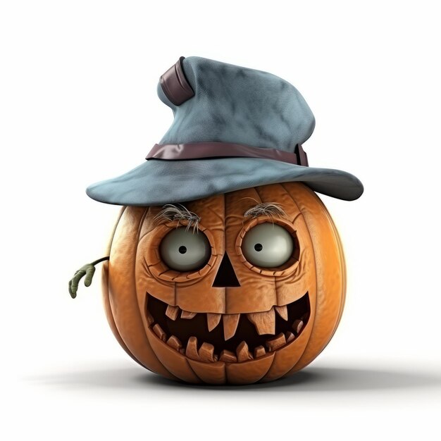 Cute 3d Halloween Pumpkin Head In Witch Hat