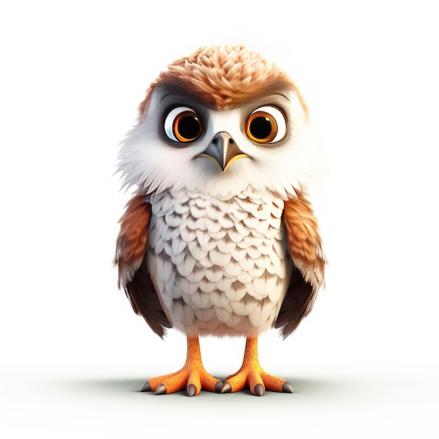 Cute 3D Hawk Character