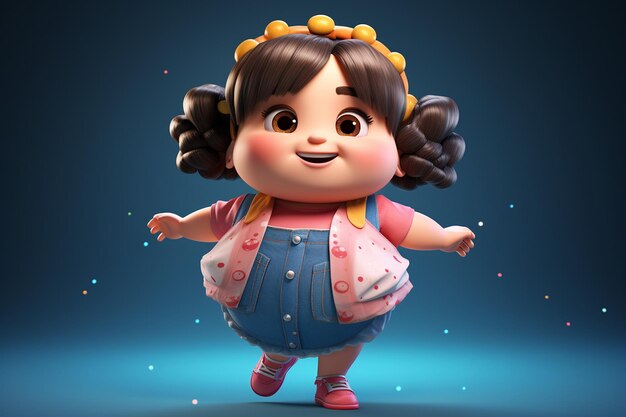 Photo cute 3d icon people fat girl posing