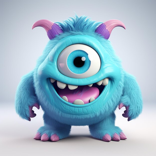 Cute 3d kid monster adorable and playful character
