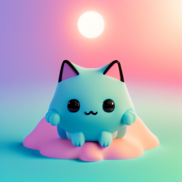 Cute 3d kitten illustration