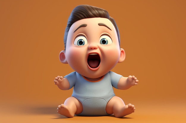 Cute 3D Laughing Baby Joyful Character Expression