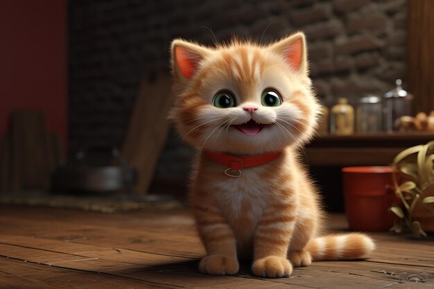 Cute 3D model of a small cat