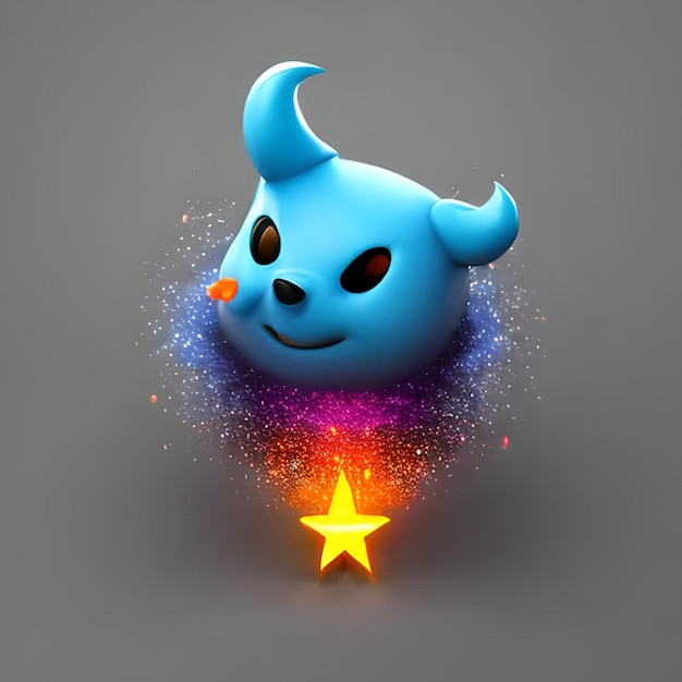 Photo cute 3d monster baby glowing with star