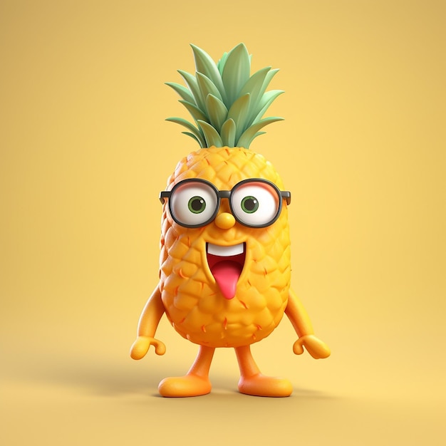 cute 3d pineapple Character