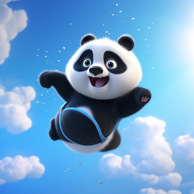 Милая 3D реалистичная плавающая панда