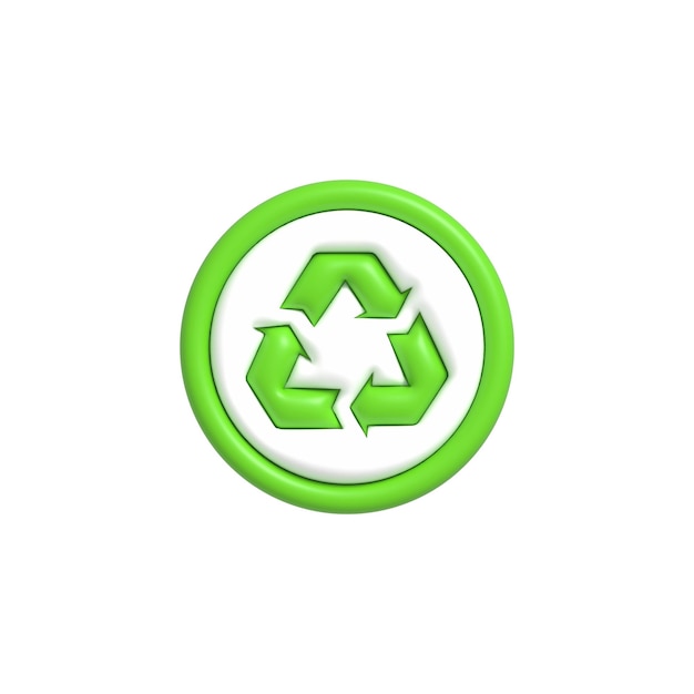 Cute 3D Recycle icon Green recycle arrow symbol 3D rendering