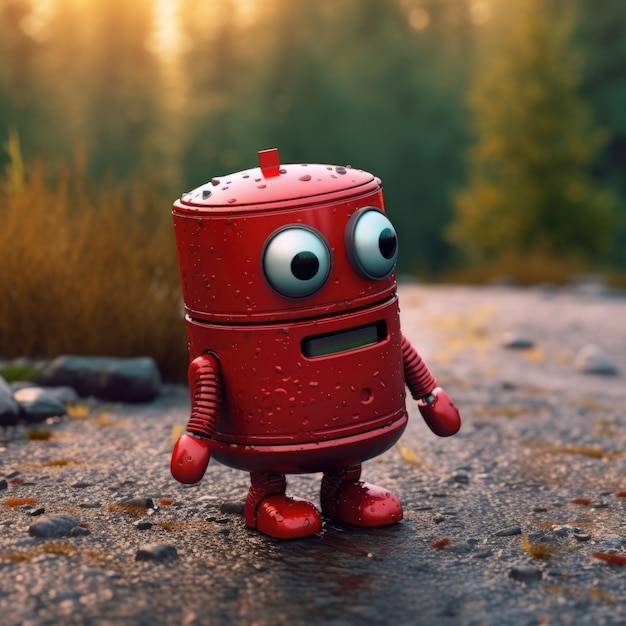 Photo a cute 3d red robot