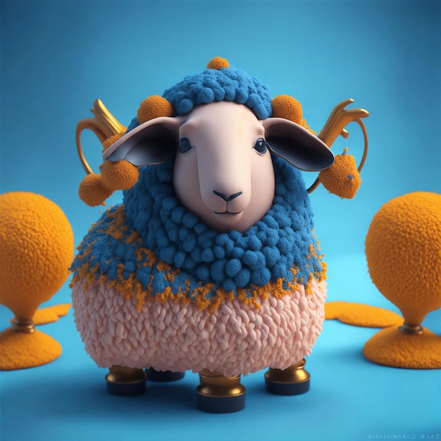 Foto carino rendering 3d di sheep 2