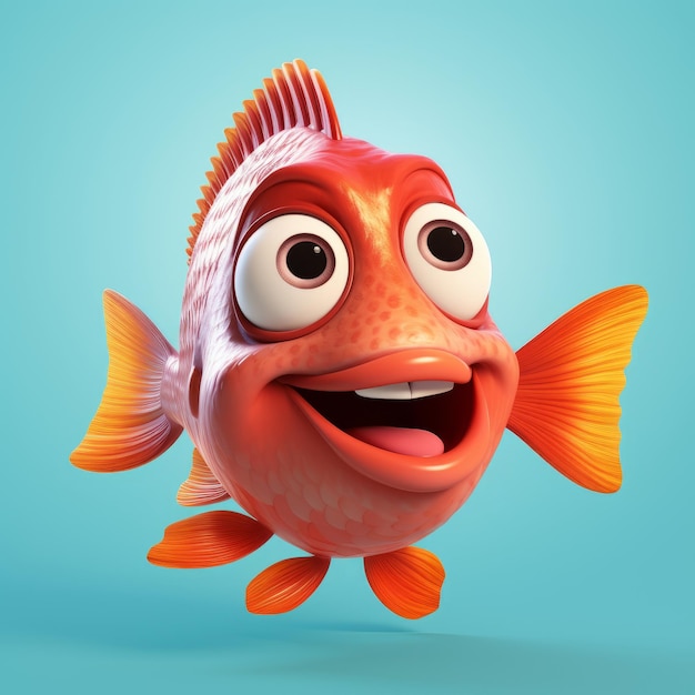 Photo cute 3d rendered fishy illustration in zbrush style