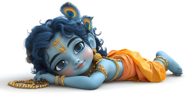 Photo cute 3d rendering of the hindu deity krishna