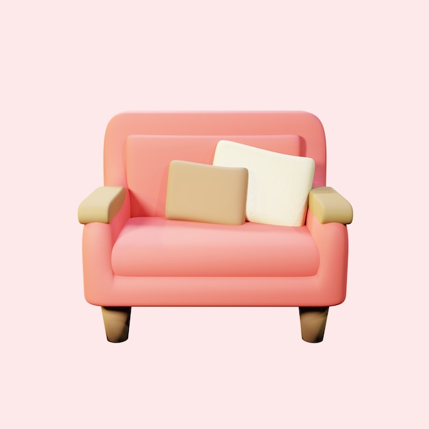 Cute 3D rendering pink sofa