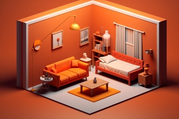 Cute 3D Room Ai generative