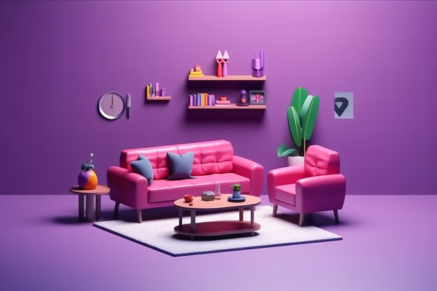 Cute 3D Room Ai generative