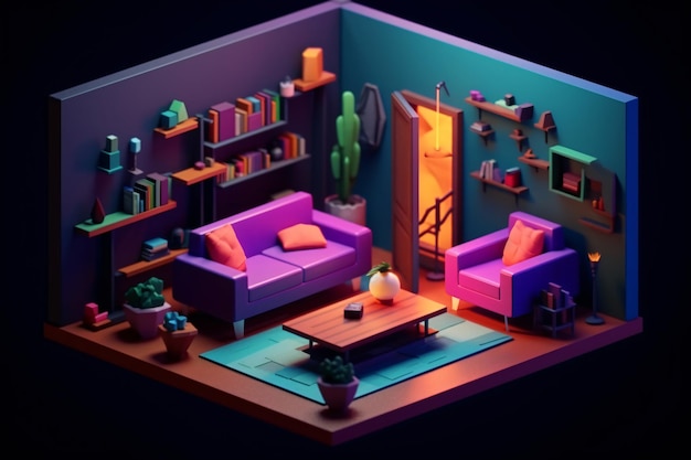 Cute 3D Room Ai generative