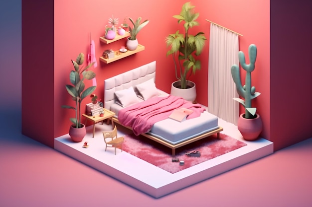 Foto cute 3d room ai generativa