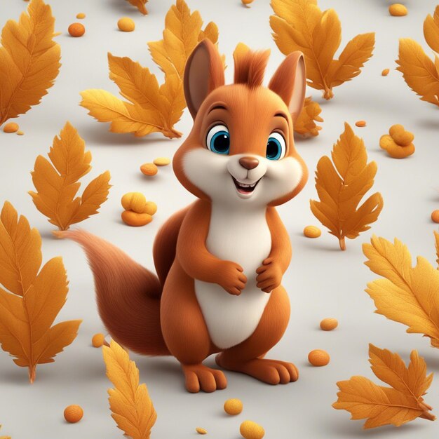 Cute 3d squirrel cartoon