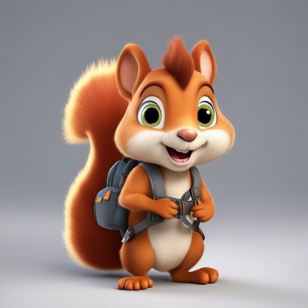 Photo cute 3d squirrel cartoon