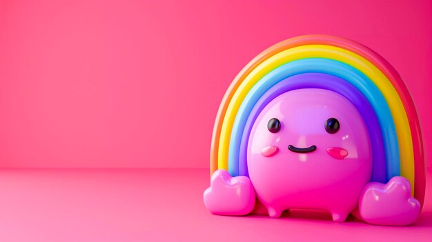 Photo cute 3d style rainbow character generative ai