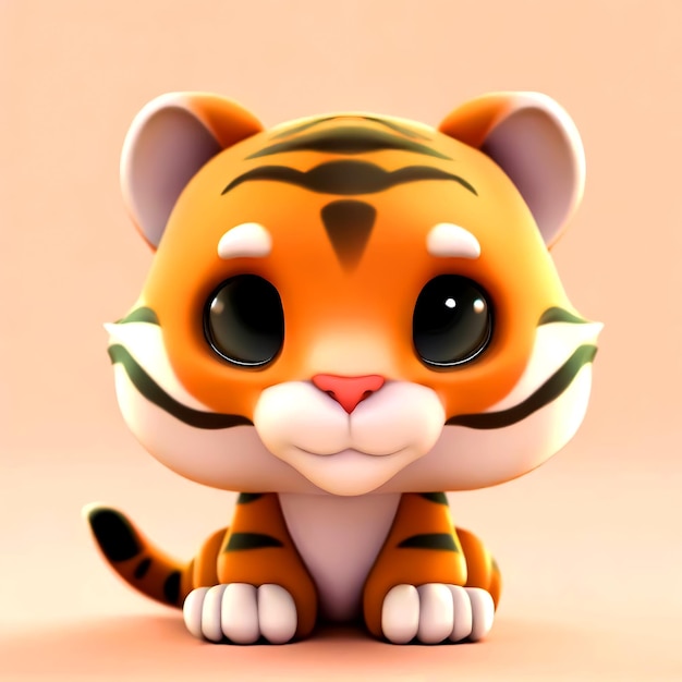 Милый 3d Tiger render 4k Generated Ai