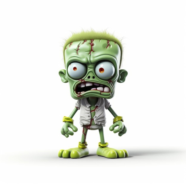 Cute 3d Zombie Cartoon Logo On White Background