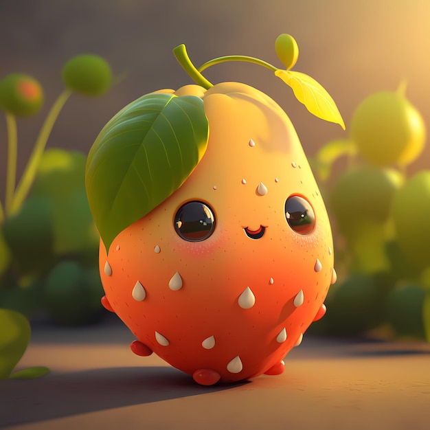 Cute and adorable 3D Fruit character design Illustration