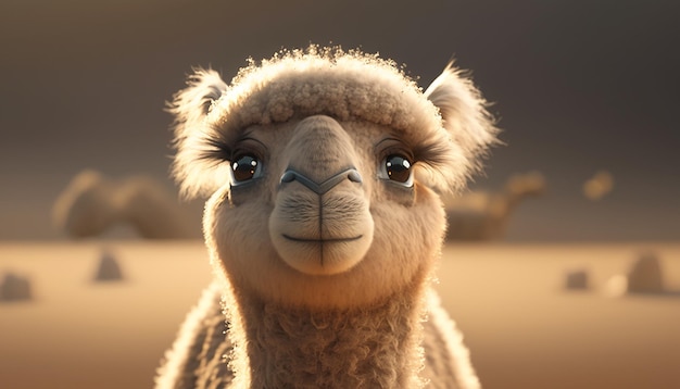 Cute adorable baby camel cartoon image Ai generated art