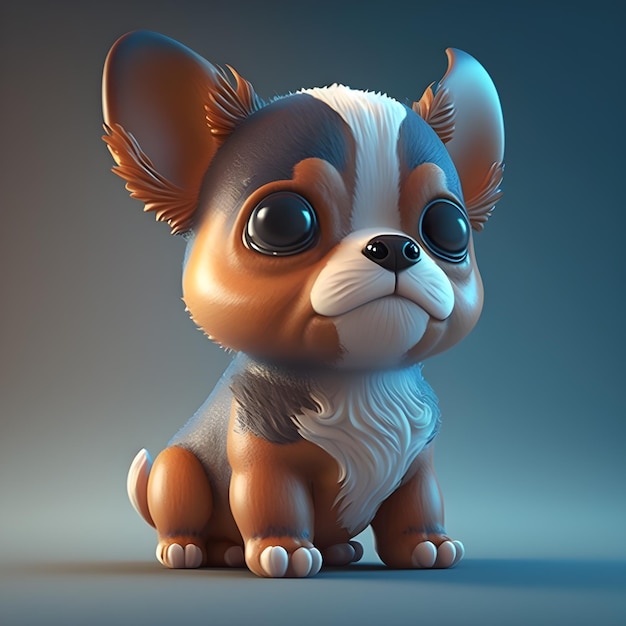 Cute and adorable baby dog cartoon generative ai