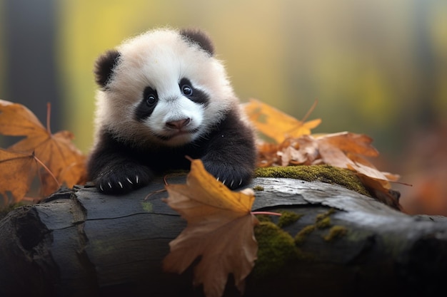 Photo a cute adorable baby panda in its natural habitat generative by ai