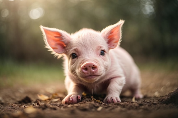 Cute adorable baby piglet