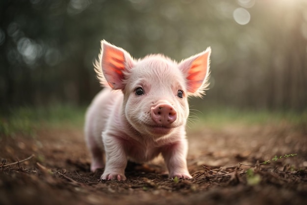 Cute adorable baby piglet