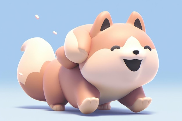 A cute adorable baby puppy rendered in the style of a childrenfriendly cartoon