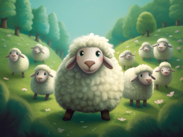 Cute and adorable baby sheep illustration