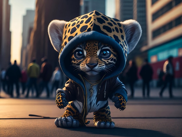 A cute adorable baby tiger rendered in the style of childrenfriendly cartoon animation fantasy styl