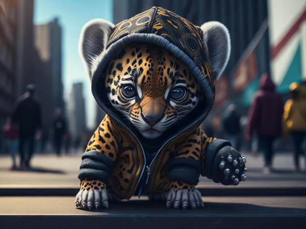 A cute adorable baby tiger rendered in the style of childrenfriendly cartoon animation fantasy styl