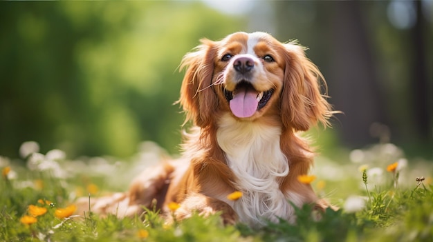 Cute adorable brown dog background with copy space