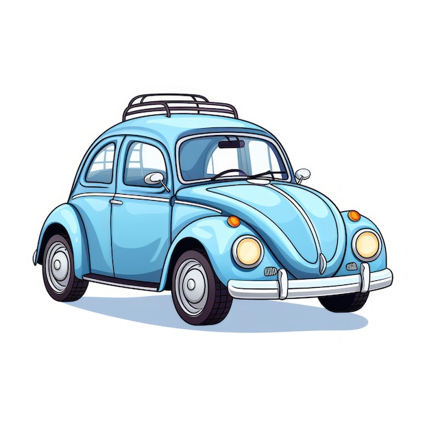 Cute Adorable Car Clipart on White Background