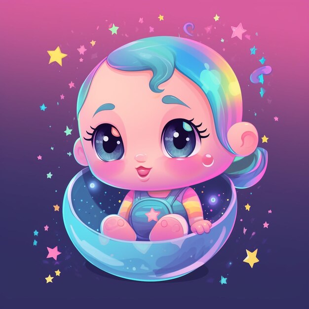 cute and adorable cartoon baby fantasy dreamlike surreal