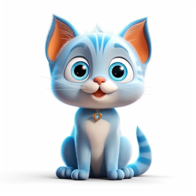 Cute Adorable Cartoon cat on White Background