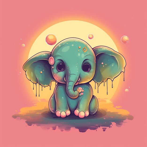 cute and adorable cartoon elephant fantasy dreamlike