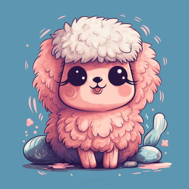 cute and adorable cartoon fluffy rhea fantasy dreamlike surreal