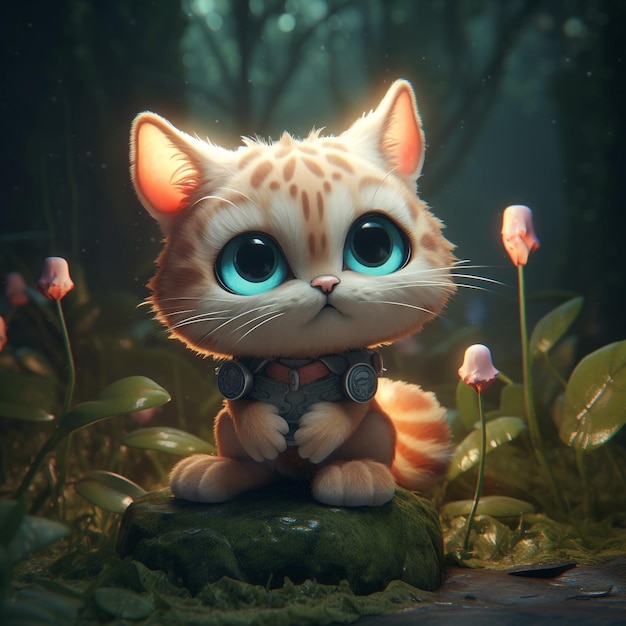 cute and adorable cartoon it cat fantasy dreamlike surreal