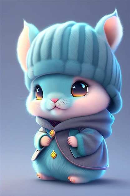 Photo cute and adorable cartoon rabbit baby super cute trending on artstation