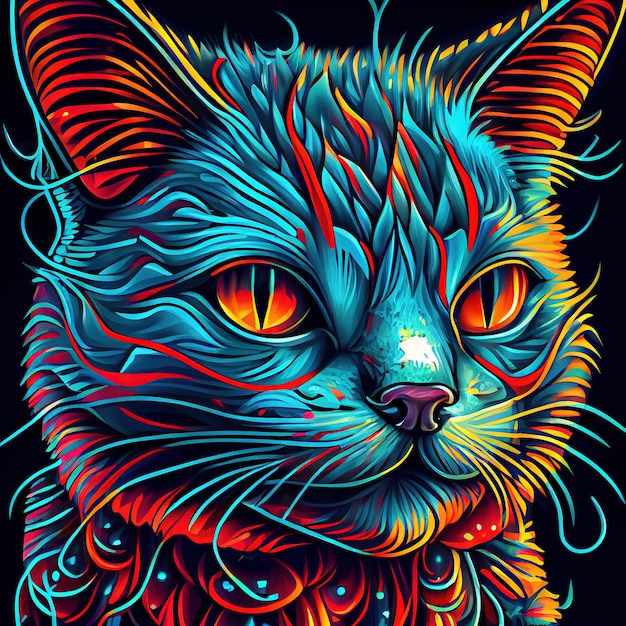 Cute adorable cat portrait portrait of a cartoon cat digital
art style illustration painting