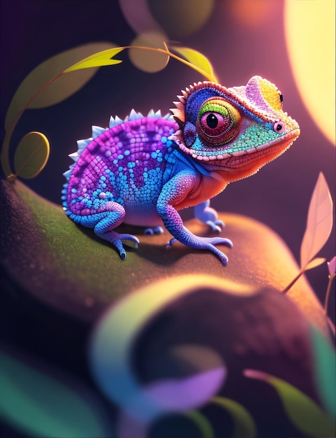 Cute Adorable Chameleon Illustration