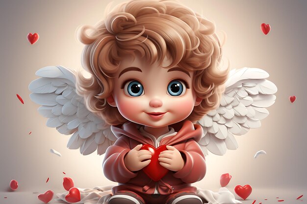 Photo cute adorable cupid amur babies little angels ai generated