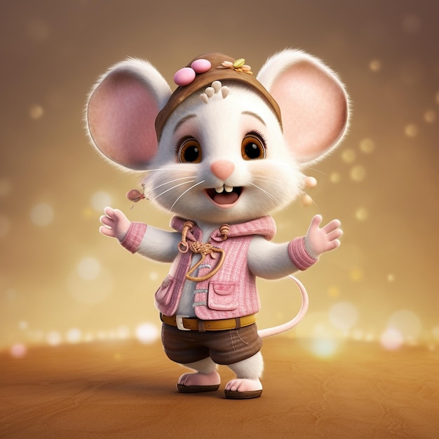 cute adorable explorer mouse character