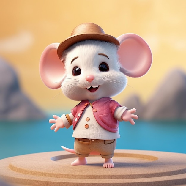 cute adorable explorer mouse character