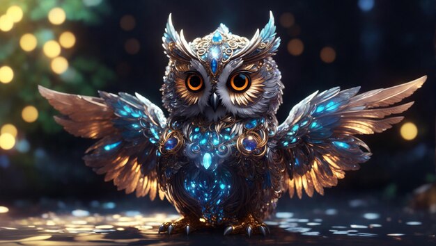 Cute And adorable fantasy owl Bird generative ai